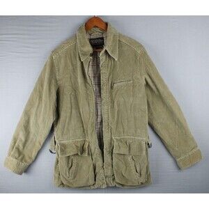 Vintage Corduroy Jacket Beige Elbow Patches New York Sportswear Ex Broken Zipper